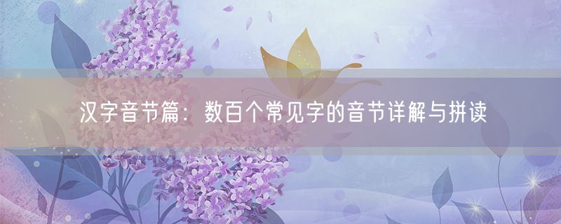 汉字音节篇：数百个常见字的音节详解与拼读
